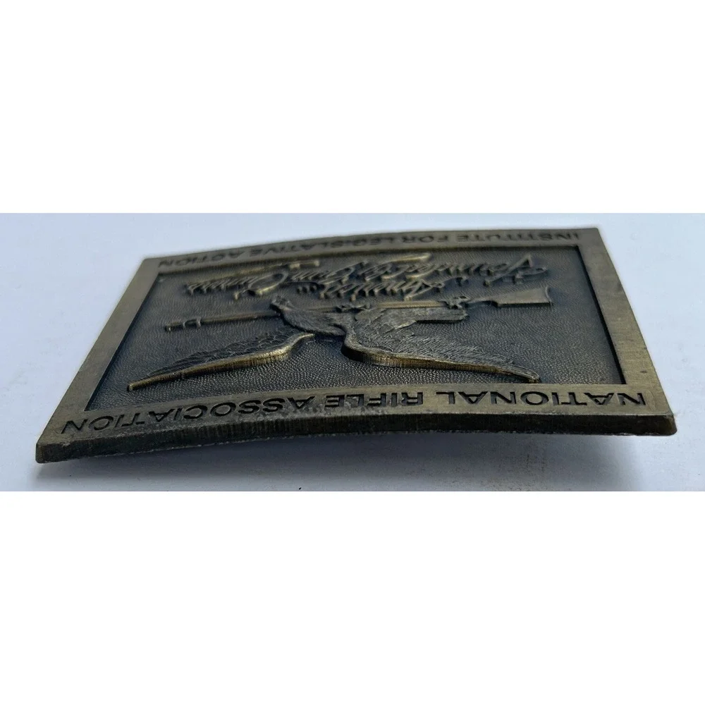 NRA National Rifle Assn Gun‎ Owner 2nd Amendment Right Bear Arm Vtg Belt Buckle